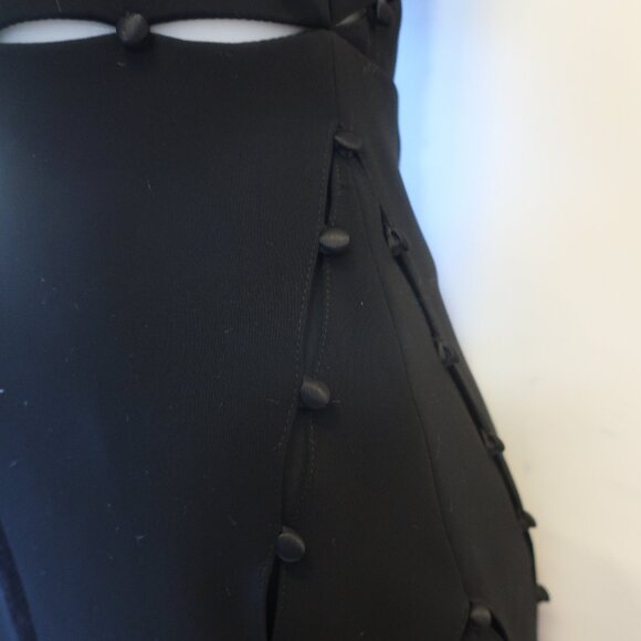 Womens Cinq a Sept Black Satin Striped & Button Details Maxi Dress 6 - Picture 7 of 12